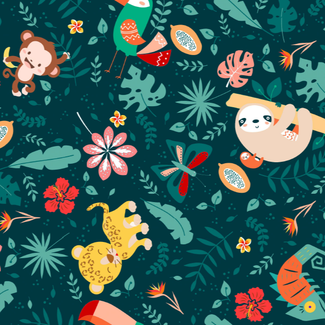 Fundas Kamaleon estampado selva para niños
